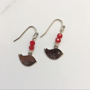 3 for $10 - Red bird earrings